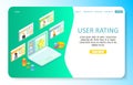 User rating landing page website vector template