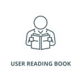 User reading book vector line icon, linear concept, outline sign, symbol