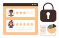 User Review Ratings, Privacy Protection, and Data Analytics Elements for Secure Online Interactions Royalty Free Stock Photo