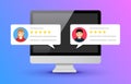 User reviews online. Customer feedback review experience rating concept. User client service message Royalty Free Stock Photo