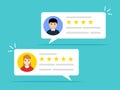 User reviews online. Customer feedback review experience rating concept. User client service message