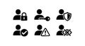 User security and access permission icons set with lock key shield check warning and restricted symbols vector illustration Royalty Free Stock Photo