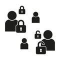 User security icon. Private account lock. Safe person Vector. Profile protection set. Royalty Free Stock Photo