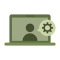 User setting icon. Profile gear concept. Personal preference Vector. Laptop screen graphic. Royalty Free Stock Photo