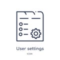 user settings interface icon from user interface outline collection. Thin line user settings interface icon isolated on white