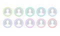 User, Silhouette head, avatar face, person icon people. set profile. Vector Portrait circle color set illustration Royalty Free Stock Photo