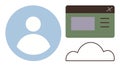 User Profile Icon with Cloud Storage and Web Interface Elements for Digital Interaction Concept Royalty Free Stock Photo