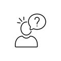 User silhouette with question mark - vector icon. Faq. Question man sign. Person account, profile icon. Account help