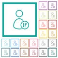 User sort descending outline flat color icons with quadrant frames