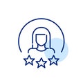 User star rating. Woman with long hair. Pixel perfect, editable stroke