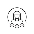 User star rating. Woman with long hair. Pixel perfect icon