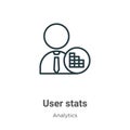 User stats outline vector icon. Thin line black user stats icon, flat vector simple element illustration from editable analytics