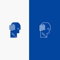 User, Think, Success, Business Line and Glyph Solid icon Blue banner Line and Glyph Solid icon Blue banner