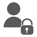 User unlocked glyph icon, privacy and safety, profile sign, vector graphics, a solid pattern on a white background. Royalty Free Stock Photo