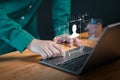 User use a computer laptop type the username and password. Cyber security concept to protect personal data. Royalty Free Stock Photo