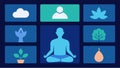 A userfriendly home screen showcasing a grid of calming imagery each representing different meditation techniques like Royalty Free Stock Photo