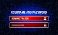 Username field - username and password in the Internet browser, the background of the stream of binary matrix code on Royalty Free Stock Photo