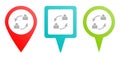 users, avatars, refresh, pin icon. Multicolor pin vector icon, diferent type map and navigation point