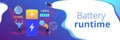 Battery runtime concept banner header. Royalty Free Stock Photo