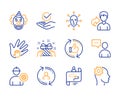Users chat, Clown and Gift icons set. User info, Journey path and Share signs. Vector