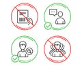 Users chat, Parcel invoice and Search people icons set. Group sign. Vector Royalty Free Stock Photo