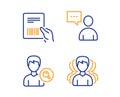 Users chat, Parcel invoice and Search people icons set. Group sign. Vector Royalty Free Stock Photo