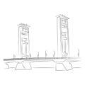 Black and White Ampera Bridge Line Art Illustration