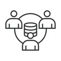 Users database, icon in line design. Users, database, information, storage, management, records, system on white Royalty Free Stock Photo