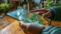 Interactive 3D Map on Tablet Screen with User Touch - AI generated digital art