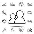 users icon. Simple thin line, outline vector element of minimalistic, web icons set for UI and UX, website or mobile application Royalty Free Stock Photo