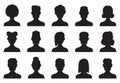 Users silhouette icons. Male and female head silhouettes. Anonymous person heads avatar vector icon set Royalty Free Stock Photo
