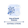 Uses of social sciences light blue concept icon