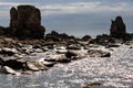 Ushant island gloomy rocky coastline