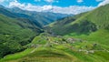 Ushguli - Panoramic view on the mountain village of Ushguli in Caucasus Mountain Range in Georgia