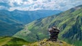 Ushguli - Panoramic view on the mountain village of Ushguli in Caucasus Mountain Range in Georgia