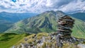 Ushguli - Panoramic view on the mountain village of Ushguli in Caucasus Mountain Range in Georgia