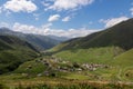 Ushguli - Panoramic view on the mountain village of Ushguli in Caucasus Mountain Range in Georgia