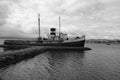 The wreck of Saint Christopher aground in the harbor of Ushuaia