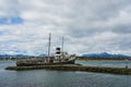 The wreck of Saint Christopher aground in the harbor of Ushuaia Royalty Free Stock Photo