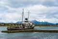 The wreck of Saint Christopher aground in the harbor of Ushuaia Royalty Free Stock Photo