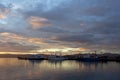 Ushuaia haven zonsopkomst; Ushuaia harbour sunset Royalty Free Stock Photo