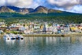 Ushuaia, colorful houses, beautiful mountains and sea, cCapaital of Tierra del Fuego, Patagonia, Argentina Royalty Free Stock Photo