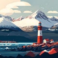 Ushuaia, the Southernmost City: Digital Illustration of Rugged Charm and Natural Beauty