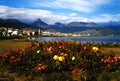 ushuaia-tierra del fuego-argentina panoramic view with buildings and houses patagonia with sky with clouds Royalty Free Stock Photo