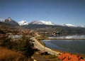 ushuaia-tierra del fuego-argentina panoramic view with buildings and houses patagonia with sky with clouds- Royalty Free Stock Photo