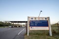 Border Crossing of Usije, at the Serbia Romania Border on The Danube, with a sign indicating the European Union funded