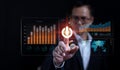 Using AI technology, data analytics is automated. Automation of artificial intelligence, big data, and business analytics. Touch Royalty Free Stock Photo