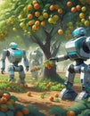 Using artificial intelligence, agricultural robots are on the rise on high tech farms Royalty Free Stock Photo