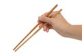 Using bamboo chopsticks with hand