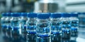 Using Blue-Capped Contaminated Vials in Analytical Chemistry Lab Experiment. Concept Analytical Royalty Free Stock Photo